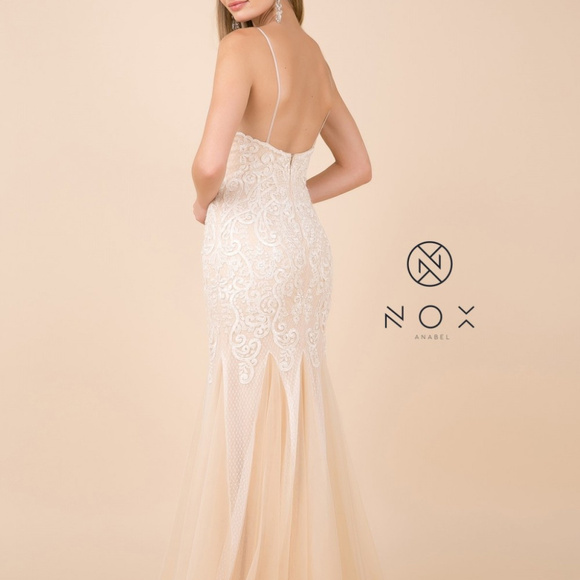 Spaghetti Straps V-Neck Long Prom Dress NXW903 - Picture 2 of 4